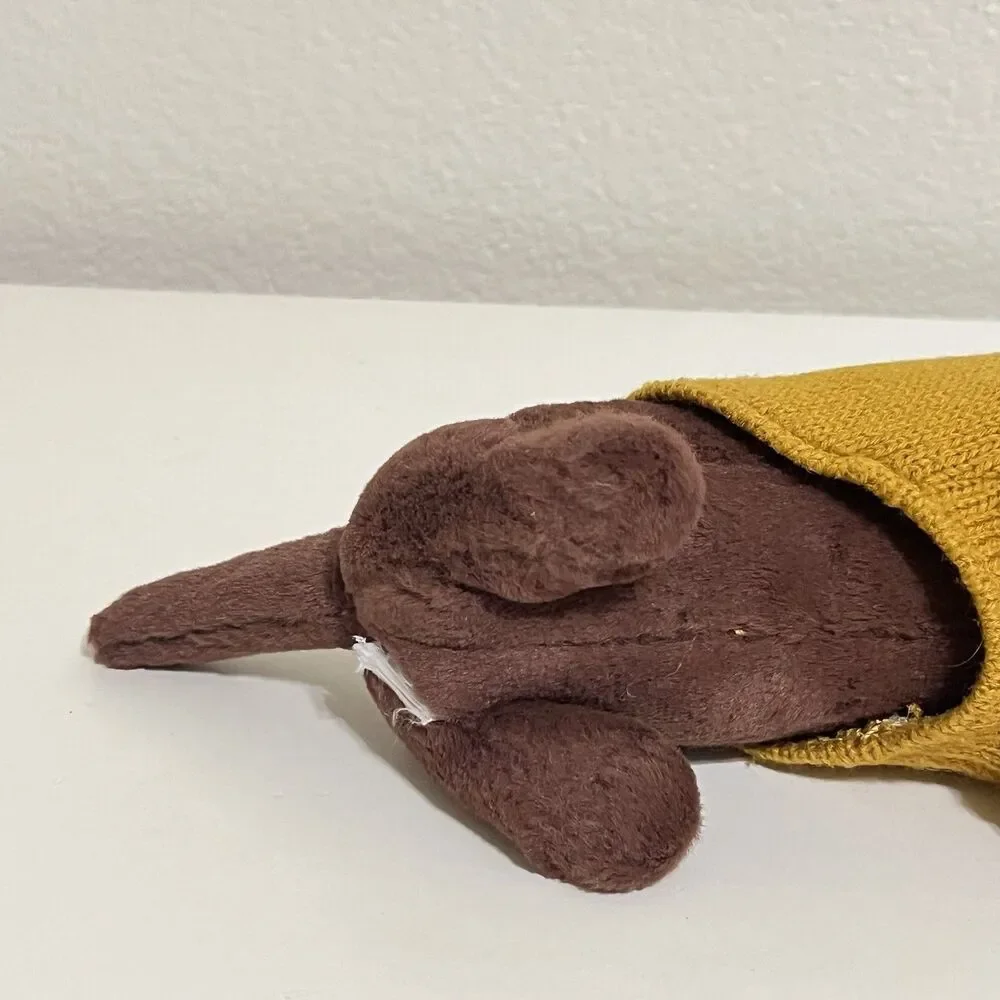 Jellycat Dachshund Yellow Sweater Sausage Dog Plush Stuffed Animal NO TUSH TAG